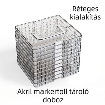 Akril marker tollak tároló doboza asztali használatra, nagy kapacitás, hordozható több rekesszel