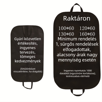 Nem szövött anyagú öltönytáska porvédő cipzárral – ruhatartó tasak