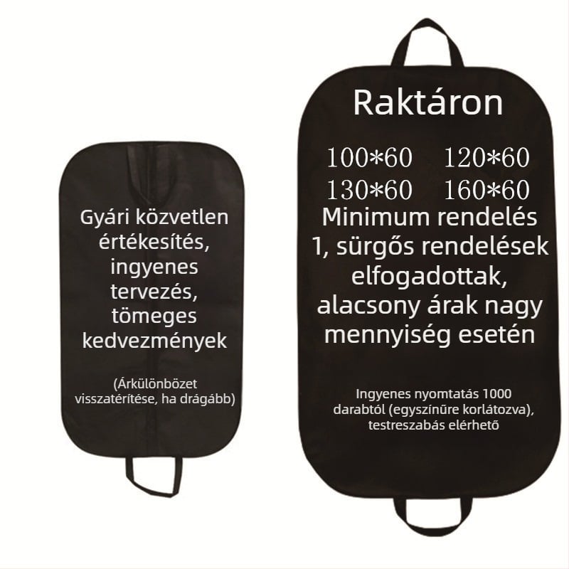Nem szövött anyagú öltönytáska porvédő cipzárral – ruhatartó tasak