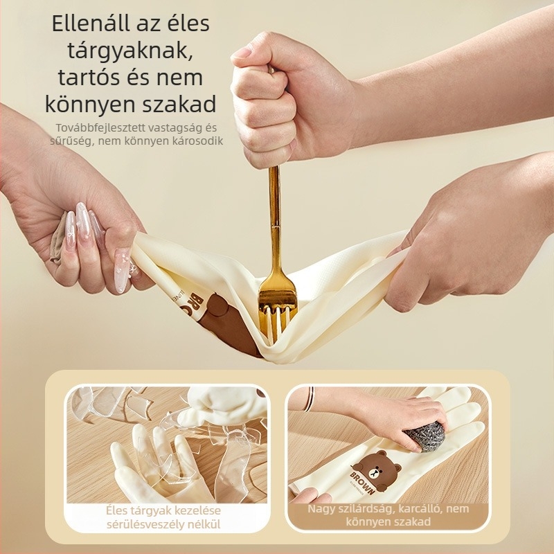 Mosogatós kesztyű nitril, élelmiszer-minőség, vízálló, téli fleece-bélés, konyhai és mosási célokra