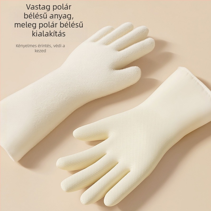 Mosogatós kesztyű nitril, élelmiszer-minőség, vízálló, téli fleece-bélés, konyhai és mosási célokra