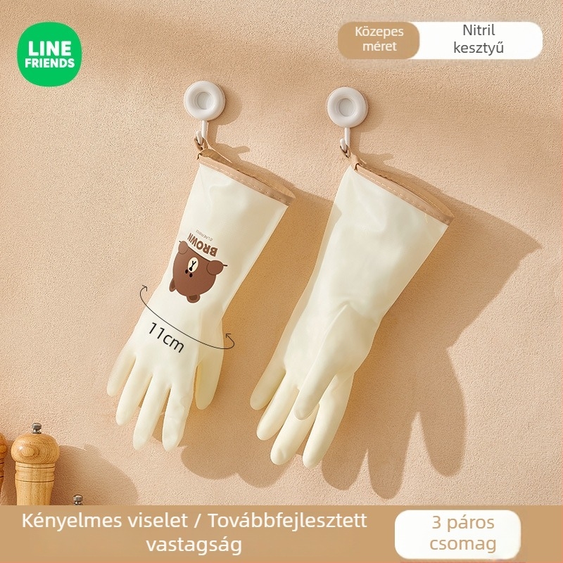 Mosogatós kesztyű nitril, élelmiszer-minőség, vízálló, téli fleece-bélés, konyhai és mosási célokra
