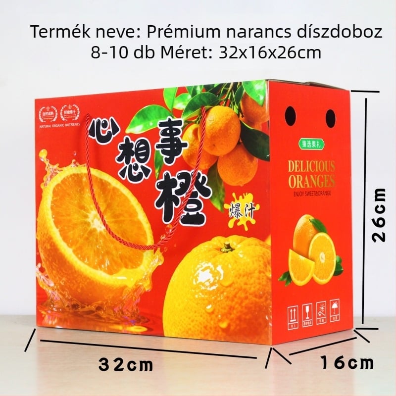 Kiváló minőségű ajándékdobozt tartalmazó narancsválogatás papírdobozban: Navel narancs, vérnarancs és Ice Sugar narancs