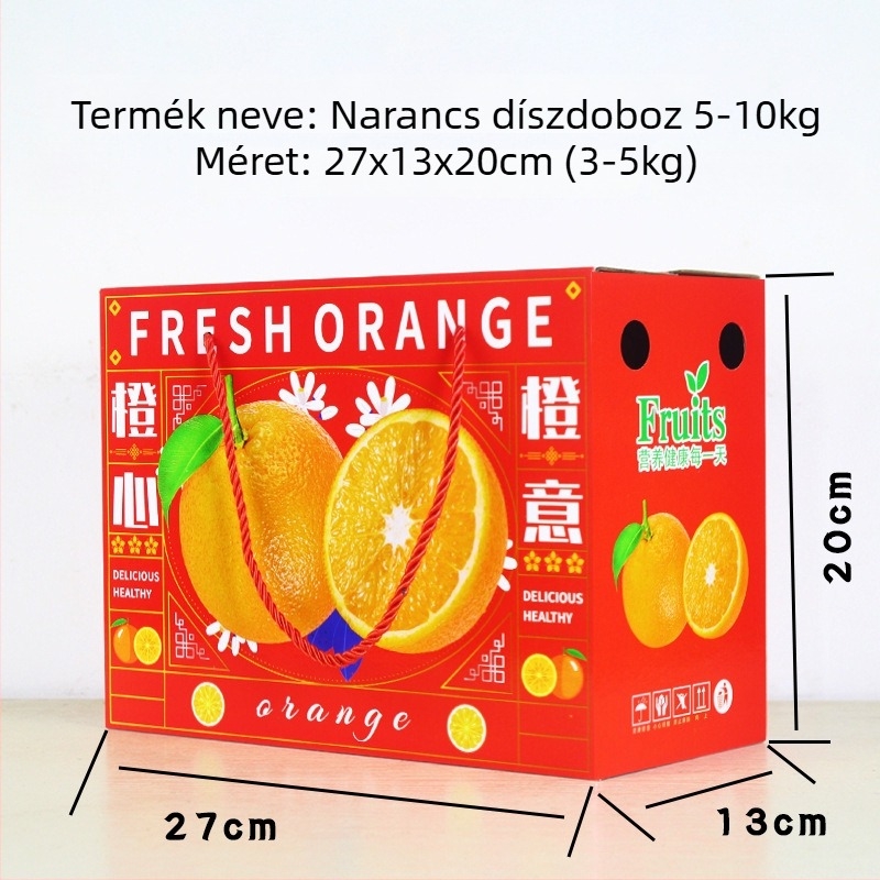 Kiváló minőségű ajándékdobozt tartalmazó narancsválogatás papírdobozban: Navel narancs, vérnarancs és Ice Sugar narancs
