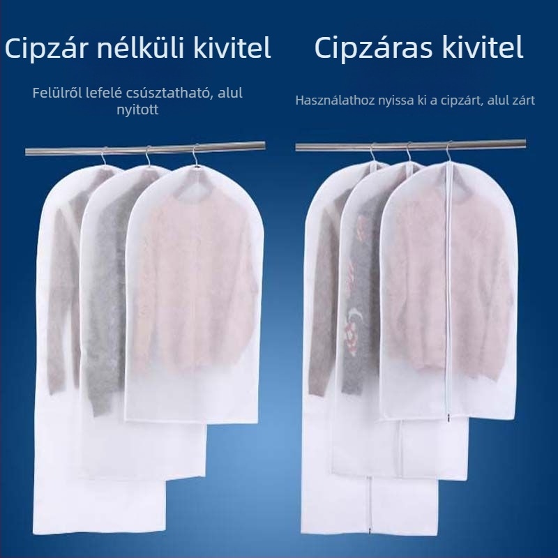 Átlátszó ruhatartó zsák háztartási használatra, kabátok és öltönyök tárolására, porvédő