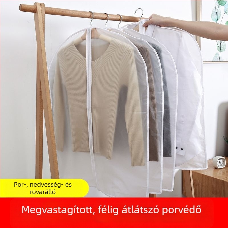 Átlátszó ruhatartó zsák háztartási használatra, kabátok és öltönyök tárolására, porvédő