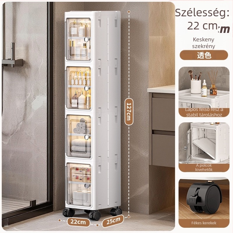 Fiókos tároló szekrény konyhához, hűtőhöz és fürdőszobához, keskeny résekhez, többszintes