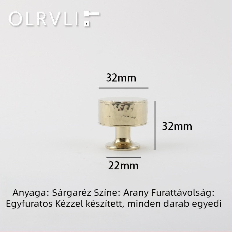 Olasz sárgaréz arany retro kis fogantyú amerikai stílusú bútorokhoz kagyló motívummal és kézzel kalapált textúrával