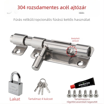 Vastagított 304 rozsdamentes acél ajtócsap felületre szerelt zár