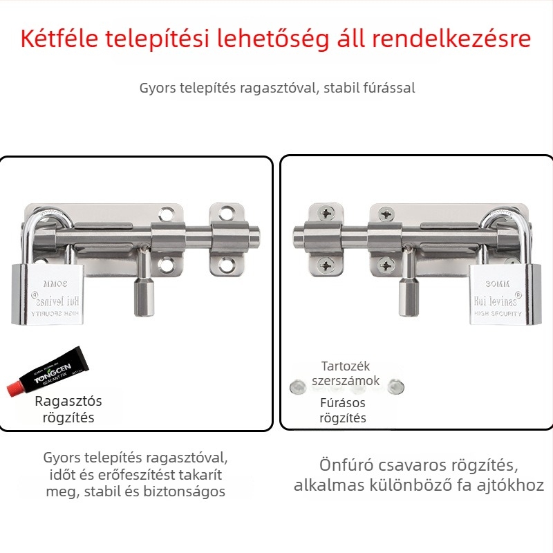 Vastagított 304 rozsdamentes acél ajtócsap felületre szerelt zár