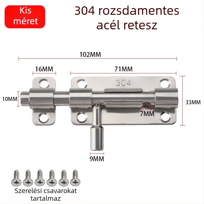 Vastagított 304 rozsdamentes acél ajtócsap felületre szerelt zár
