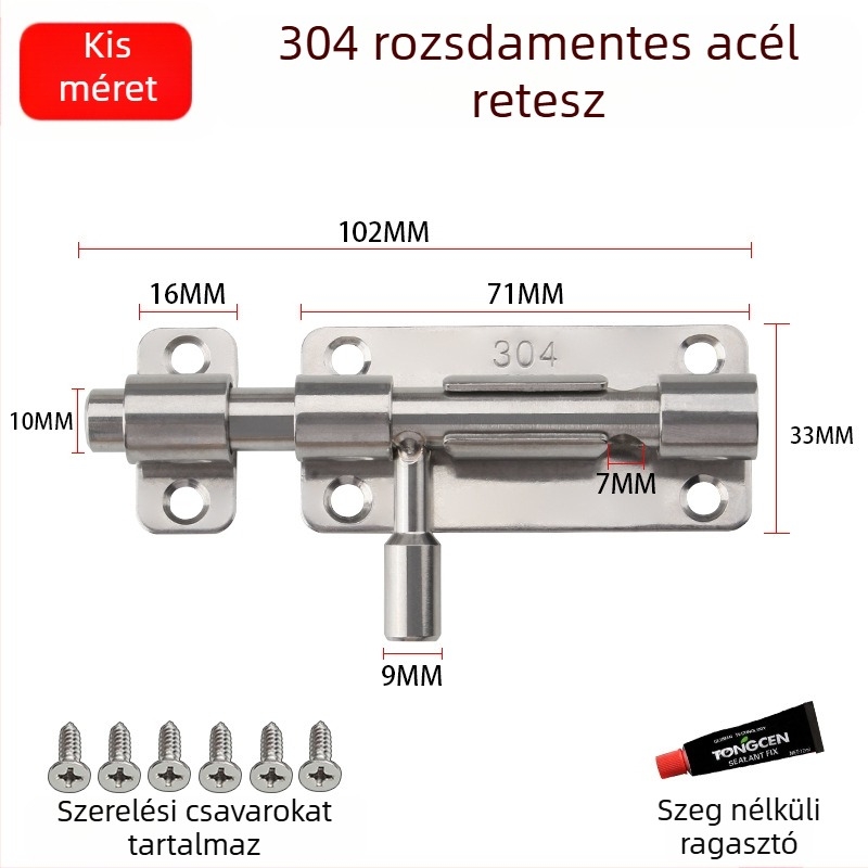 Vastagított 304 rozsdamentes acél ajtócsap felületre szerelt zár