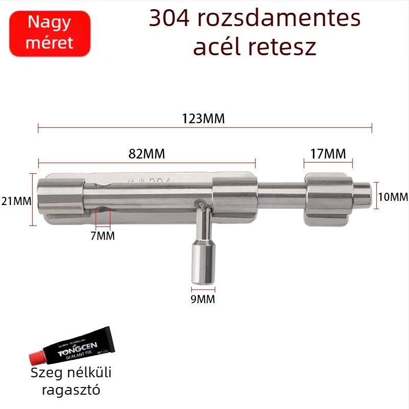 Vastagított 304 rozsdamentes acél ajtócsap felületre szerelt zár