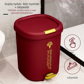 Otthoni szemetes hálószoba és nappali számára, nagy kapacitású, dupla fedél, széles nyílás, lassú záródás