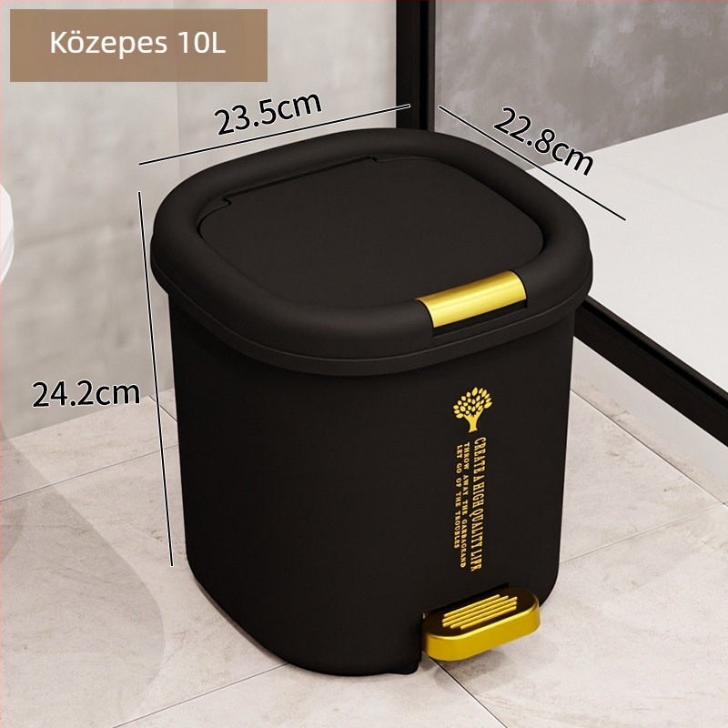 Otthoni szemetes hálószoba és nappali számára, nagy kapacitású, dupla fedél, széles nyílás, lassú záródás