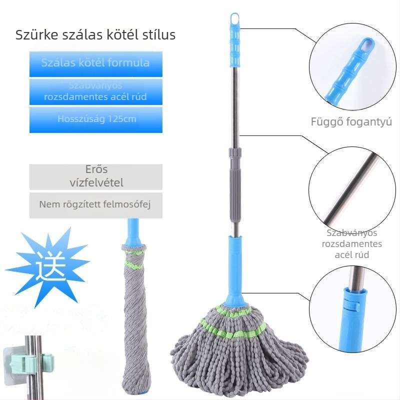 Kéz nélküli forgó vízmop háztartási használatra – önkicsavaró, zárható forgófej, nedvszívó