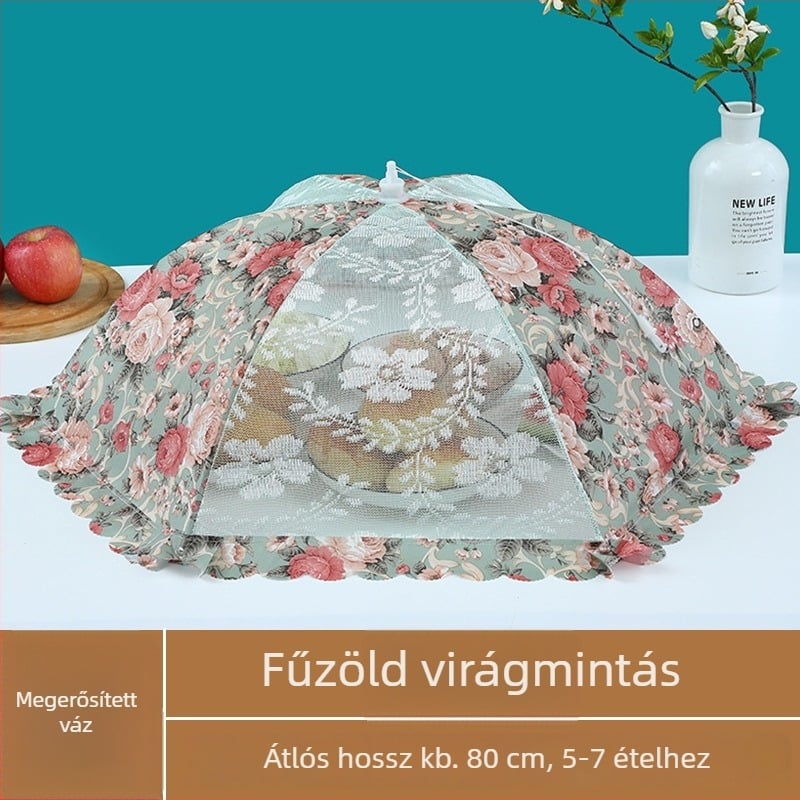 Összecsukható hálós ételvédő a konyhában – legyek és por ellen, maradék ételek védelmére