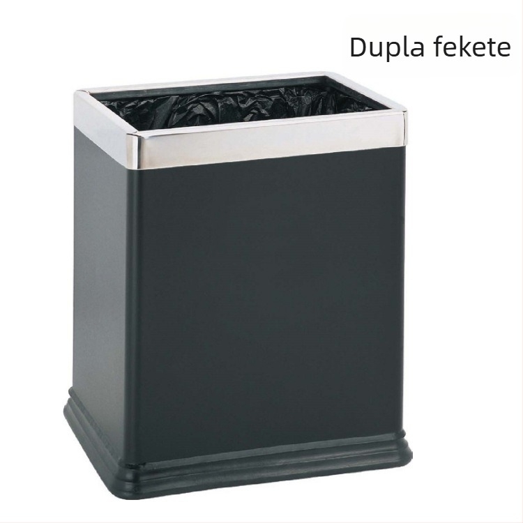 Kétszintes téglalap alakú vas szobai kuka, fedél nélküli, lángálló fürdőszobai hulladéktároló, 8 liter, irodai használatra