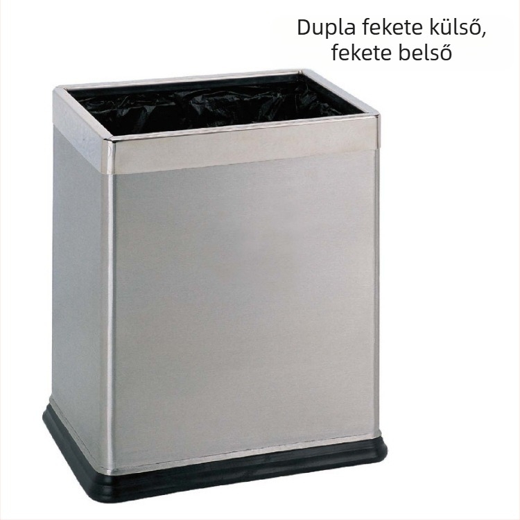 Kétszintes téglalap alakú vas szobai kuka, fedél nélküli, lángálló fürdőszobai hulladéktároló, 8 liter, irodai használatra