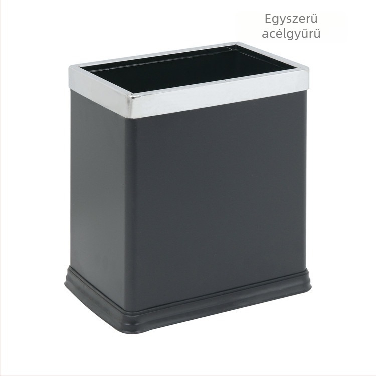 Kétszintes téglalap alakú vas szobai kuka, fedél nélküli, lángálló fürdőszobai hulladéktároló, 8 liter, irodai használatra