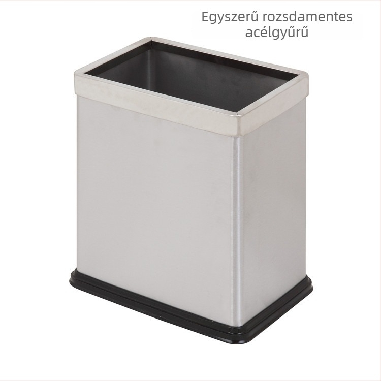 Kétszintes téglalap alakú vas szobai kuka, fedél nélküli, lángálló fürdőszobai hulladéktároló, 8 liter, irodai használatra