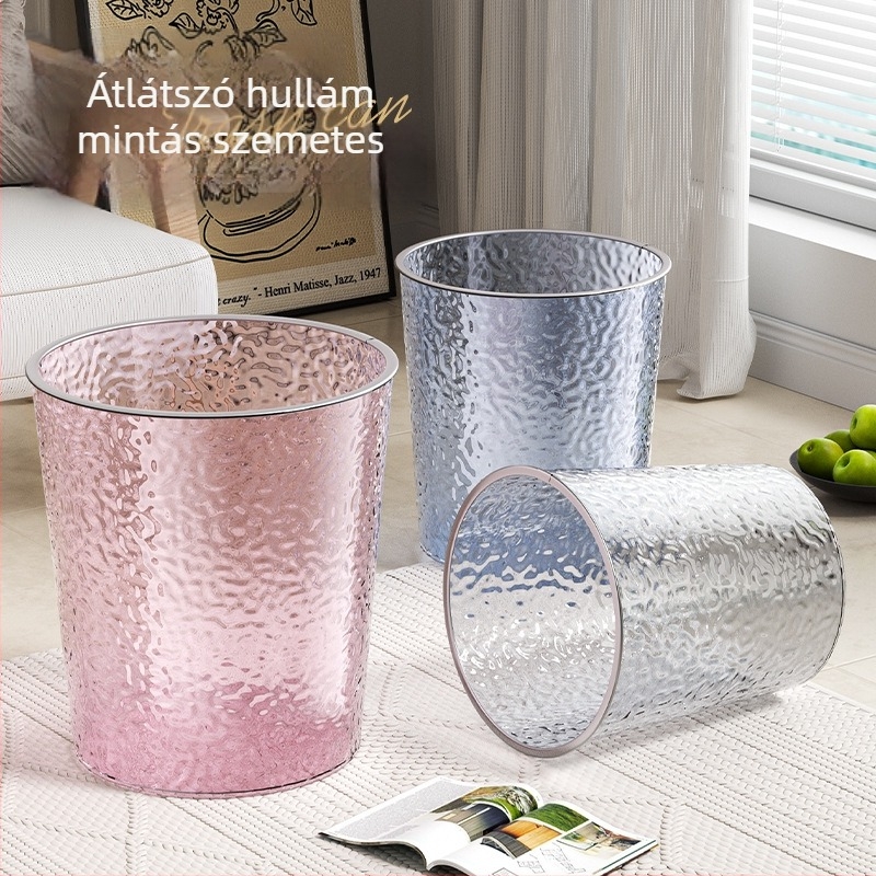 Könnyed luxus stílusú háztartási szemetes, 8 literes, hengeres, műanyag, fedél nélküli, nappali, konyha, hálószoba, fürdőszoba, iroda