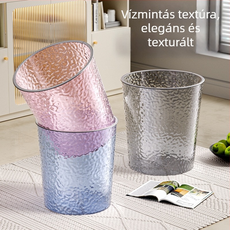 Könnyed luxus stílusú háztartási szemetes, 8 literes, hengeres, műanyag, fedél nélküli, nappali, konyha, hálószoba, fürdőszoba, iroda