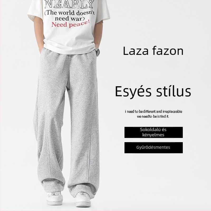Férfi téli sportnadrág, lazán szabott, egyenes szárú, ívelt szegéllyel