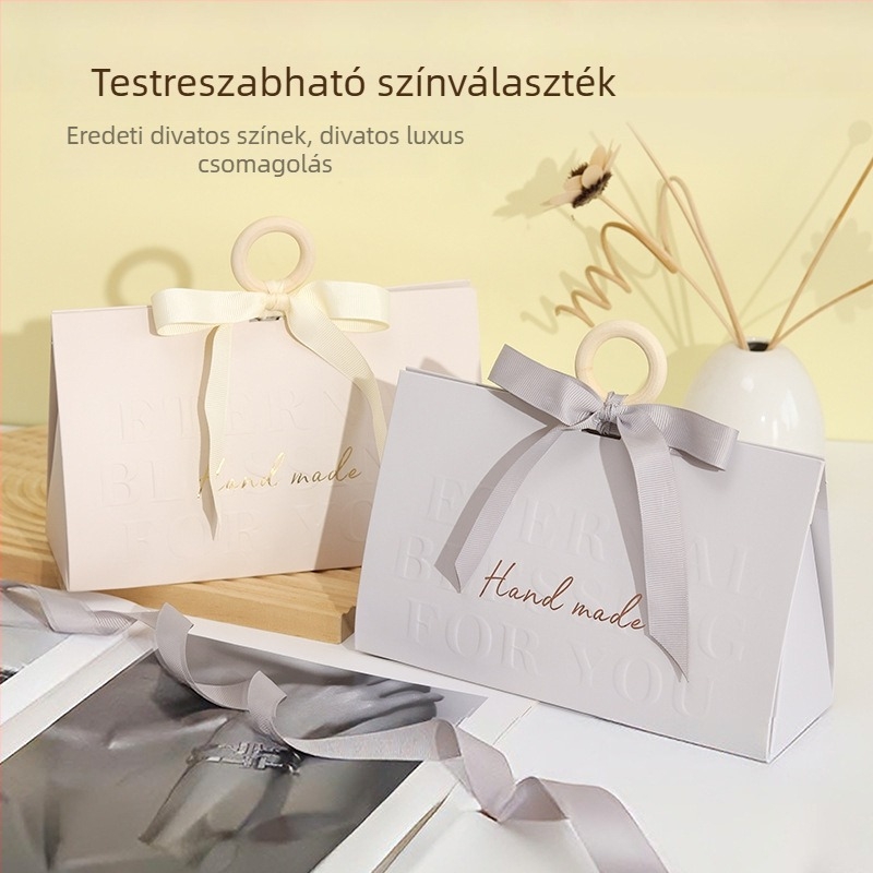 Prémium fa gyűrűfogantyúval ellátott esküvői ajándékdoboz, személyre szabható, hordozható ékszeres doboz