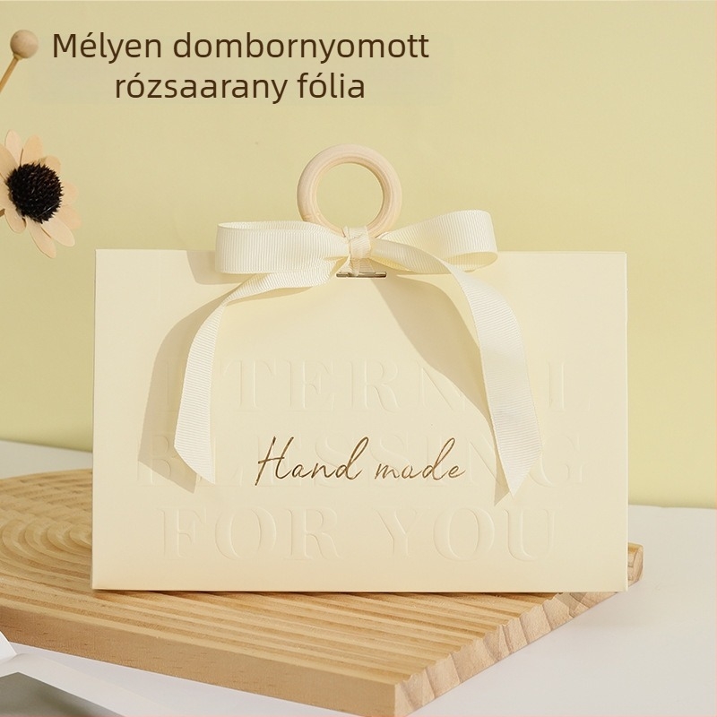 Prémium fa gyűrűfogantyúval ellátott esküvői ajándékdoboz, személyre szabható, hordozható ékszeres doboz
