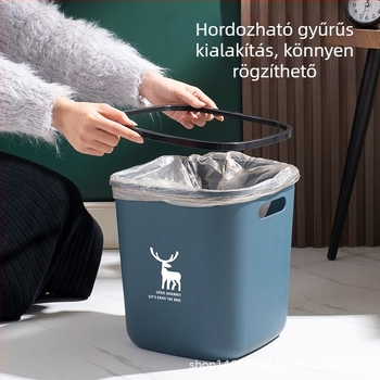 Négyzet alakú megerősített szemetes, fedél nélküli, háztartási használatra – fürdőszoba, konyha, nappali