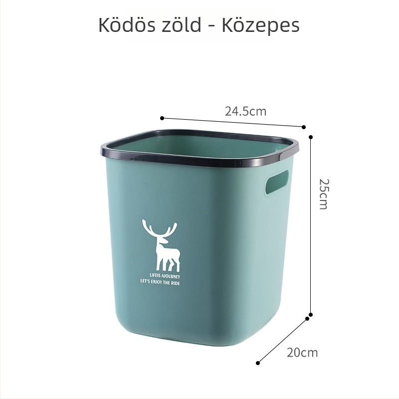 Négyzet alakú megerősített szemetes, fedél nélküli, háztartási használatra – fürdőszoba, konyha, nappali