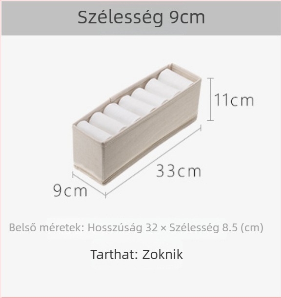 Textil fehérneműtároló doboz fiókelválasztókkal, zoknik és fehérnemű rendező, japán stílusú, egyszínű