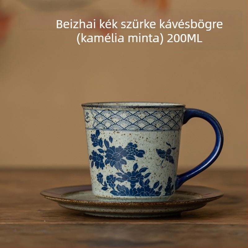 Japán Arita kerámiás kávéscsésze fogantyúval, retro stílusú latte art, pohár vízre és teáscsésze
