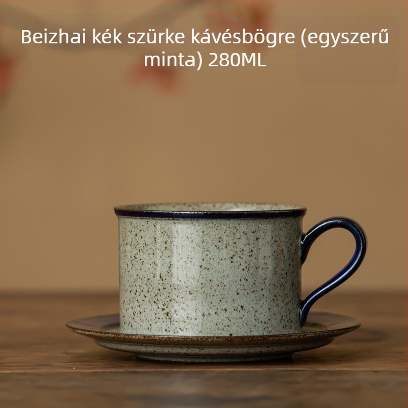 Japán Arita kerámiás kávéscsésze fogantyúval, retro stílusú latte art, pohár vízre és teáscsésze