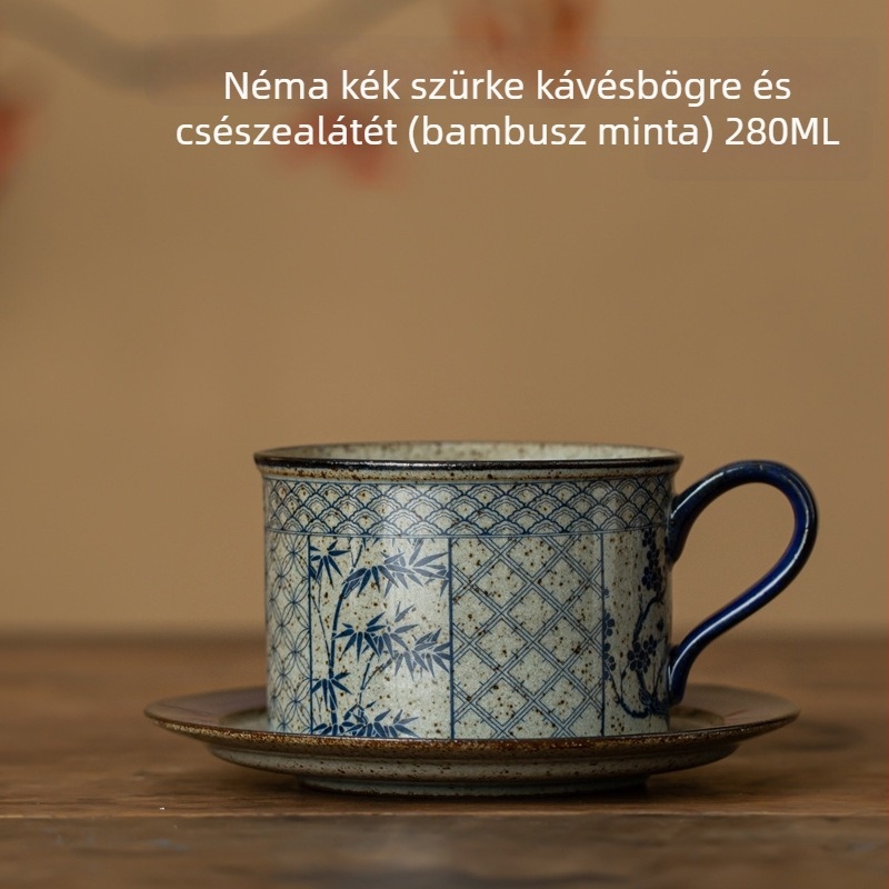 Japán Arita kerámiás kávéscsésze fogantyúval, retro stílusú latte art, pohár vízre és teáscsésze