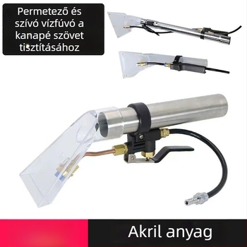 All-in-one tisztító készülék autókhoz, szőnyegekhez, kanapéhoz és függönyökhöz — permetezés és szívás, átlátszó nedvszívó kaparófej kapcsolókkal, univerzális