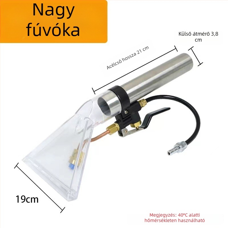 All-in-one tisztító készülék autókhoz, szőnyegekhez, kanapéhoz és függönyökhöz — permetezés és szívás, átlátszó nedvszívó kaparófej kapcsolókkal, univerzális