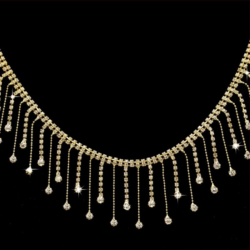 90 cm hosszú rhinestone deréklánc bojtokkal - DIY ruhadísz