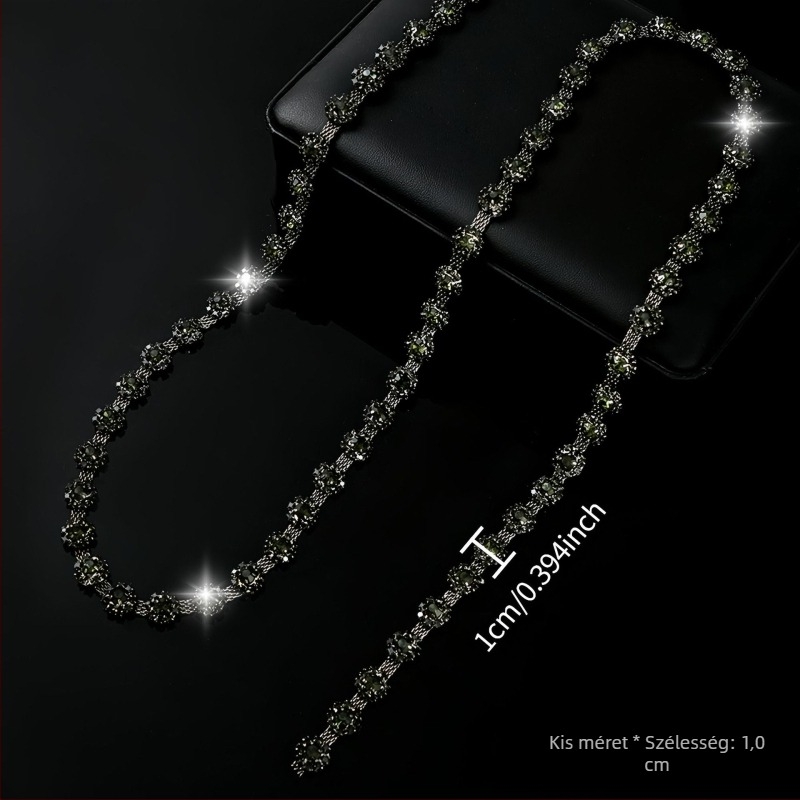 Rhinestone lánc napraforgó motívummal, elektroplattált bevonattal, DIY ékszer alkatrész, 90 cm hosszú