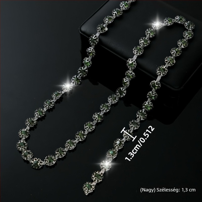 Rhinestone lánc napraforgó motívummal, elektroplattált bevonattal, DIY ékszer alkatrész, 90 cm hosszú
