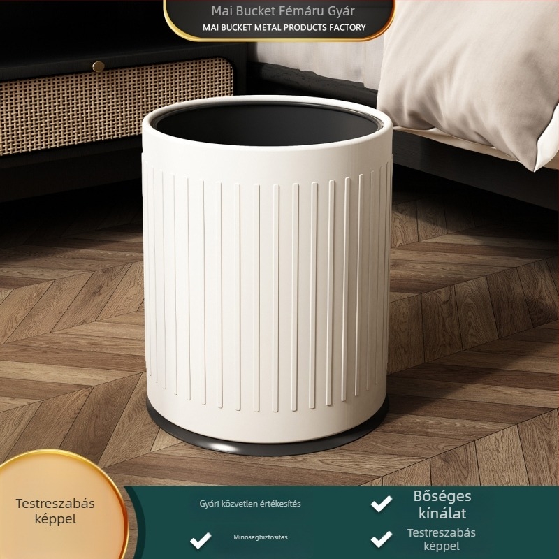 12 literes rozsdamentes acél hulladéktároló, kör alakú, modern minimalist dizájn, otthon, konyha, fürdőszoba, iroda, hotel