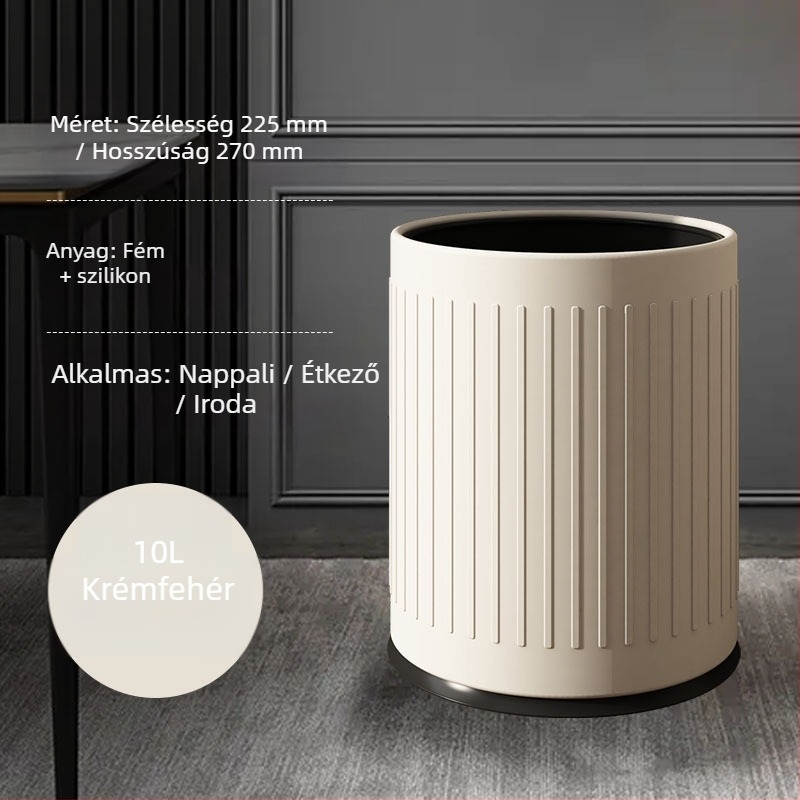 12 literes rozsdamentes acél hulladéktároló, kör alakú, modern minimalist dizájn, otthon, konyha, fürdőszoba, iroda, hotel