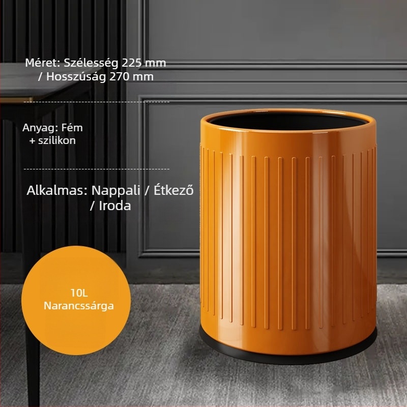 12 literes rozsdamentes acél hulladéktároló, kör alakú, modern minimalist dizájn, otthon, konyha, fürdőszoba, iroda, hotel