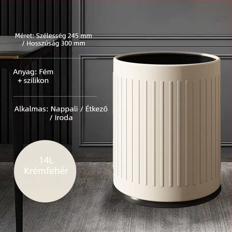 12 literes rozsdamentes acél hulladéktároló, kör alakú, modern minimalist dizájn, otthon, konyha, fürdőszoba, iroda, hotel