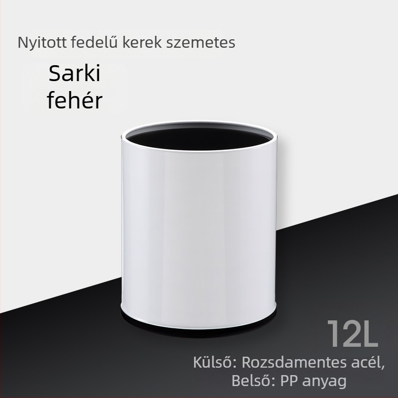 12 literes rozsdamentes acél hulladéktároló, kör alakú, modern minimalist dizájn, otthon, konyha, fürdőszoba, iroda, hotel