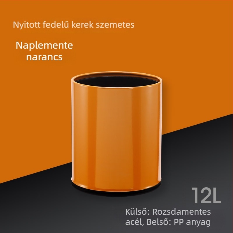 12 literes rozsdamentes acél hulladéktároló, kör alakú, modern minimalist dizájn, otthon, konyha, fürdőszoba, iroda, hotel