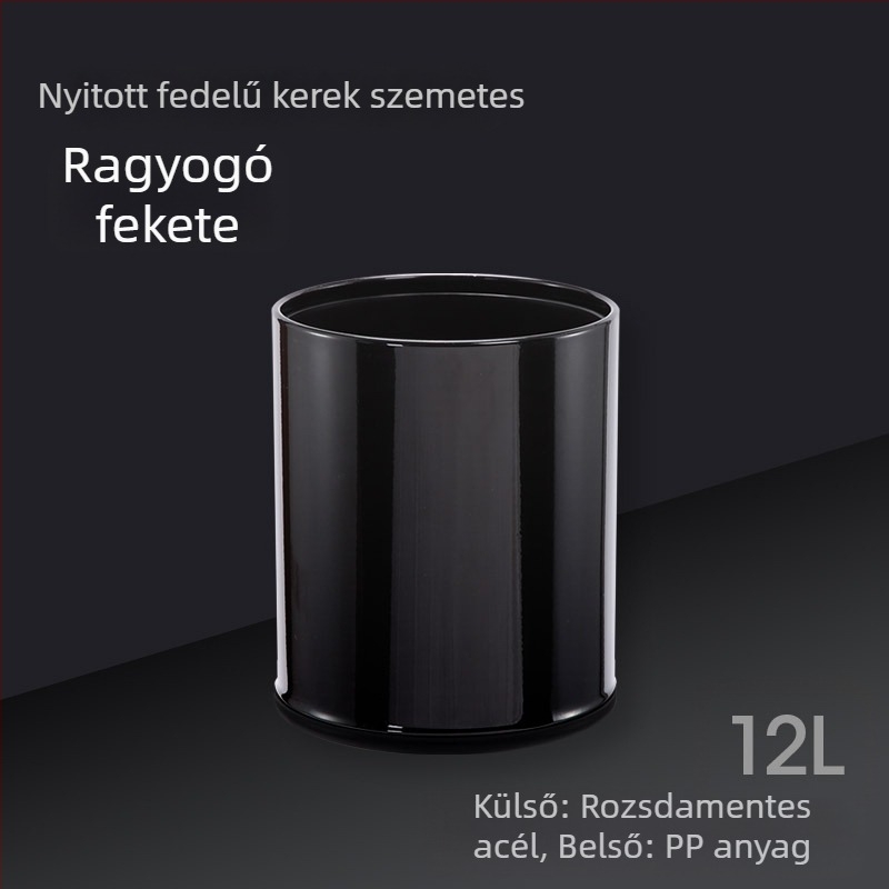 12 literes rozsdamentes acél hulladéktároló, kör alakú, modern minimalist dizájn, otthon, konyha, fürdőszoba, iroda, hotel