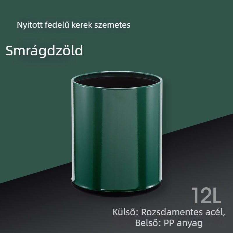 12 literes rozsdamentes acél hulladéktároló, kör alakú, modern minimalist dizájn, otthon, konyha, fürdőszoba, iroda, hotel
