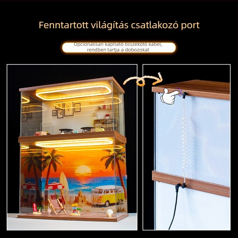 Akril tároló- és kiállító doboz fedéllel vinyl plüss medálokhoz a Crybaby Vacation Mode On sorozatból